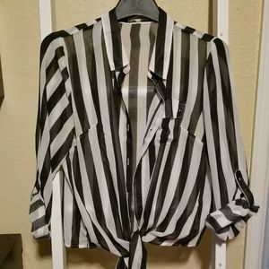 Striped button up blouse